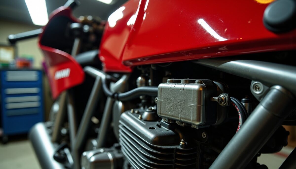 Localisation du régulateur de tension sur la Ducati 916 ST4 millésime 2000
